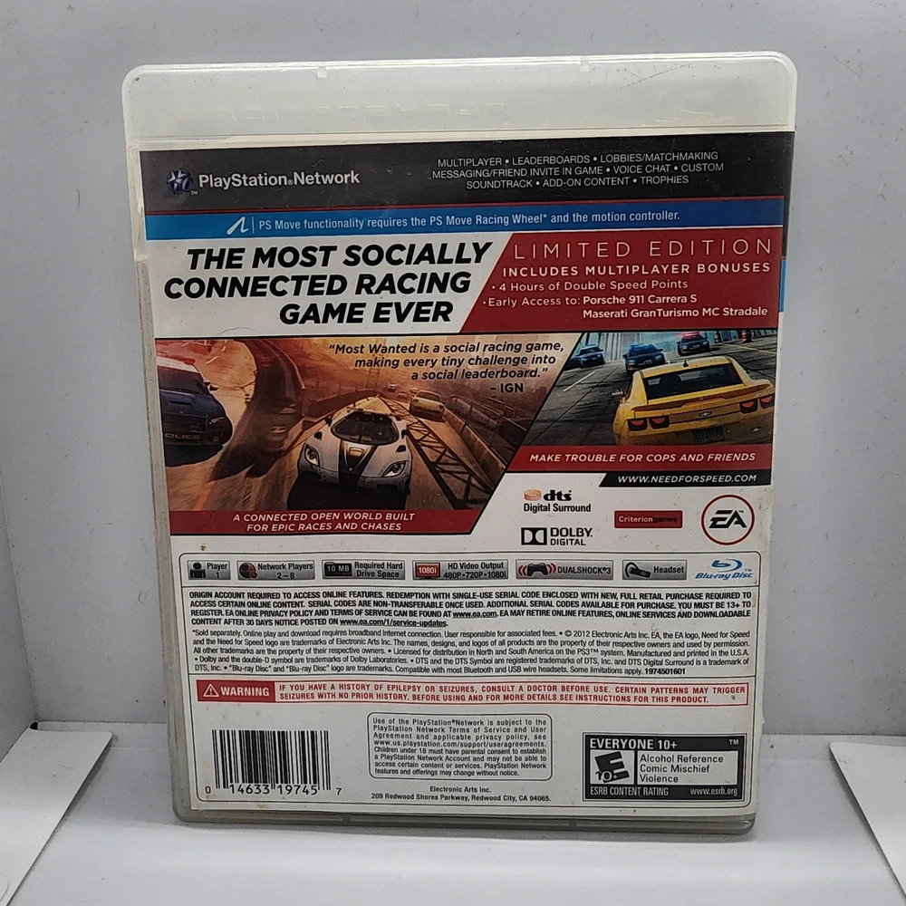 Need for Speed: Most Wanted -- Limited Edition (Sony PlayStation 3, 2012) CIB